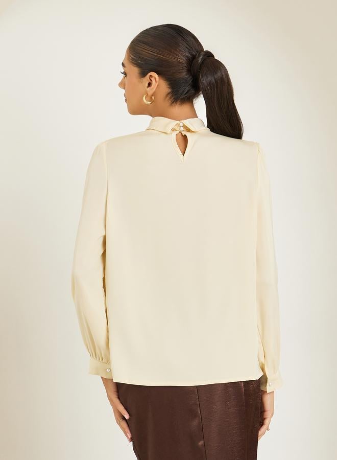 ستايلي بلوزة ساتان مزينة - Image 5